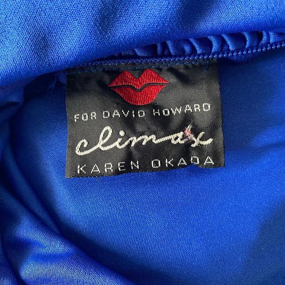 Climax by Karen Okada sz 8 Blue Sequin Sheer Midi Vintage Cocktail Dress - Picture 6 of 13